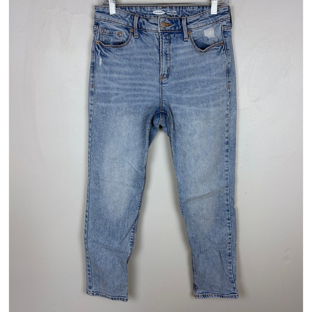 Old Navy Power Straight High Rise Light Wash Secret Slim Pockets Size 10